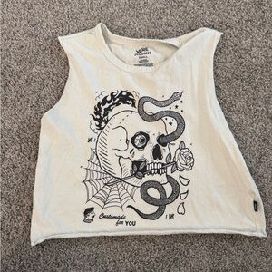 Vans Cream Graphic Tee with Black Design